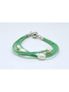 Pulsera Cordon Verde Y Perlas Mic Mac Creaciones Sl