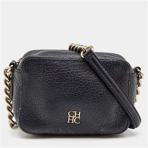 Ch Carolina Herrera Black Leather Crossbody Bag Ch Carolina Herrera