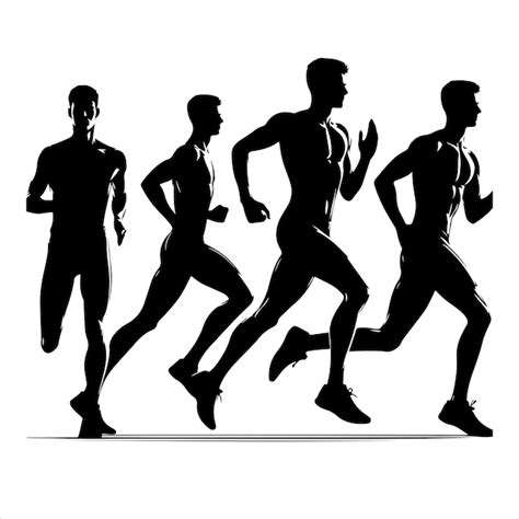 Athlete On Running Race Silhouettes Vector Premium Ai Generated Vector