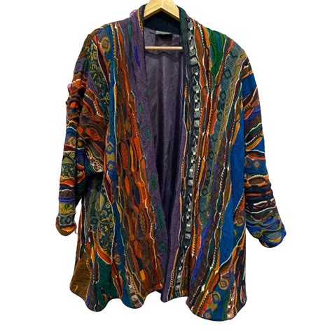 Mens Size Large Coogi Vintage Retro Cardigan Jacket Blazer Colourful