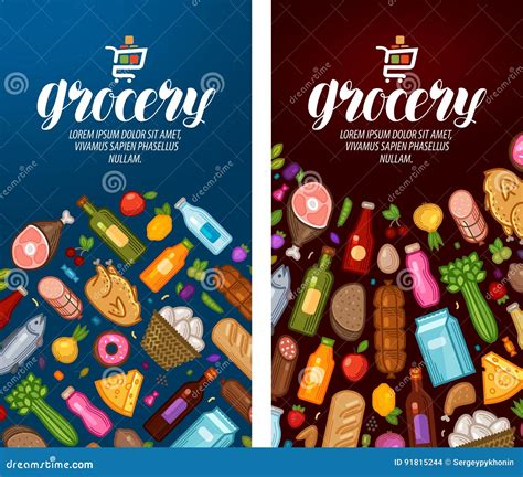 Grocery, Food Shop, Supermarket Label. Banner Design Template. Vector Illustration Stock Vector ...