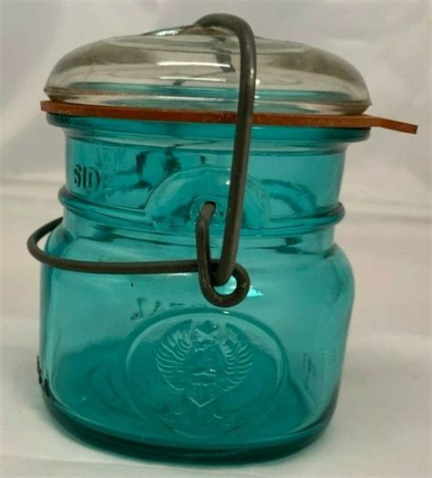 Ball Ideal Green Glass Half Pint Jar With Bicentennial Eagle Lid Seal