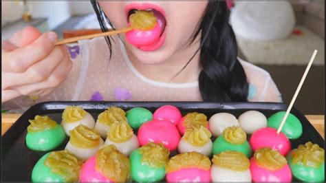 Asmr Dango Mochi Chewy Rice Cakes Eating Sounds No Talking