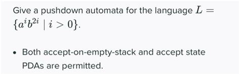 Solved Give A Pushdown Automata For The Language L A B I Chegg