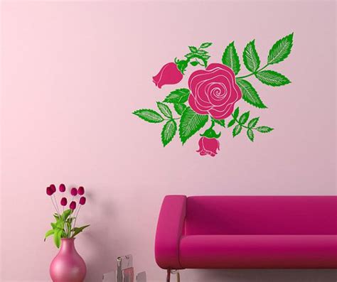 Wall Decal Rose Flower Wall Sticker Floral Wall Sticker Etsy Wall