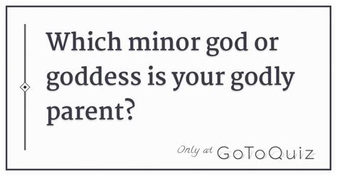 Which Minor God Or Goddess Is Your Godly Parent