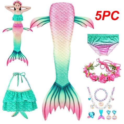 5pcs Meninas Sereia cauda Natação Cosplay Sereia Submarino