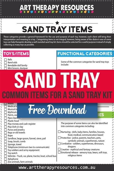 common toys  include   sand tray therapy kit sand tray