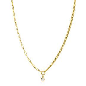 Zinzi Gold Plated Zilveren Gourmet Ketting Met Bungelende Ronde Gladde