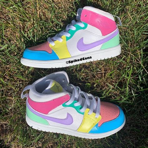 Custom Pastry Jordan 1s Pink Purple Blue Green Yellow Check Etsy Jordan Shoes Girls Nike