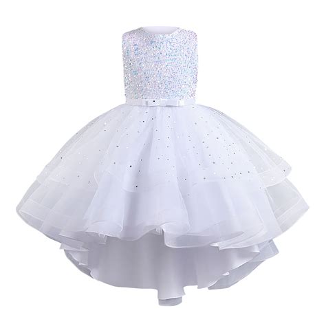 CONYUMN Children's Girls Sequins Puffy Yarn Trailing Princess Gowns