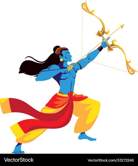 Lord ram cartoon with bow and arrow design Vector Image