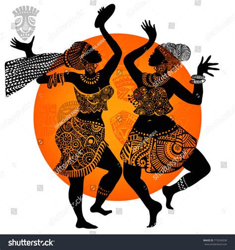 Silhouette Beautiful Dancing African Women Vector De Stock Libre De