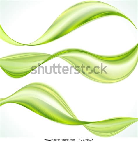 Set Abstract Green Wave Stock Vector (Royalty Free) 142724536