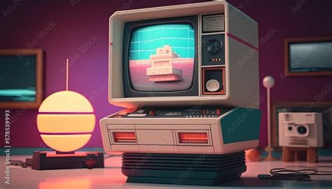 Cassette Futurism Console Game Digital Art Illustration Generative Ai Ilustração Do Stock