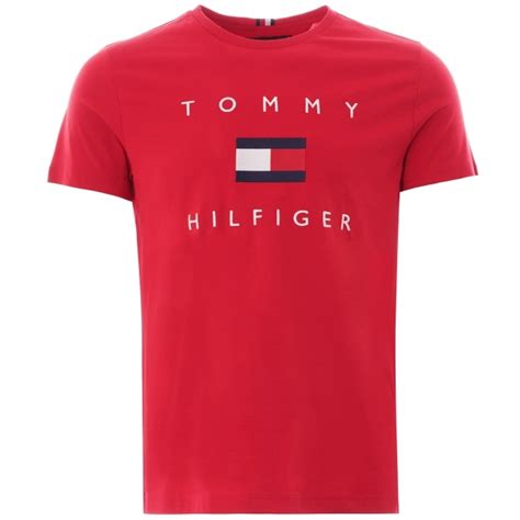 Tommy Hilfiger Flag Logo T Shirt Red At Dandy Fellow