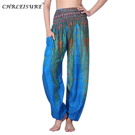 Chrleisure Women Bohemian Harem Pants Summer Beach Printed Trousers