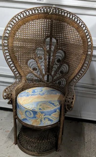 FAUTEUIL EN ROTIN Emmanuelle vintage meuble sièges ancien peacock EUR