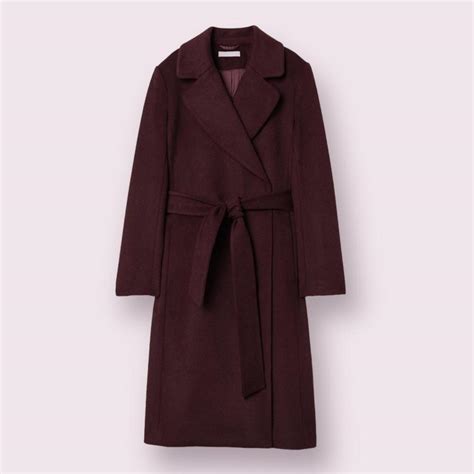 Burgundy Wool Trench Coat Fitted Coat In A Soft Depop