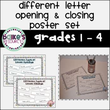 Writing Friendly Letter Openings Closings Anchor Chart Digital Resource