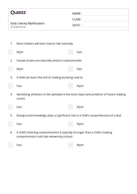 Early Literacy Worksheets On Quizizz Free Printable