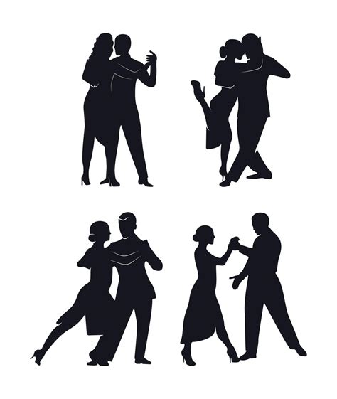 Tango Dancers Silhouettes Set Vector Art At Vecteezy