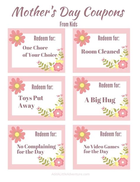 Mother Day Coupon Template Printable Free Templates Printable