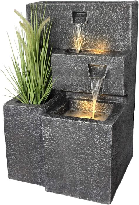 Springbrunnen Grada Bepflanzbar Mit Led Beleuchtung Wasserfall