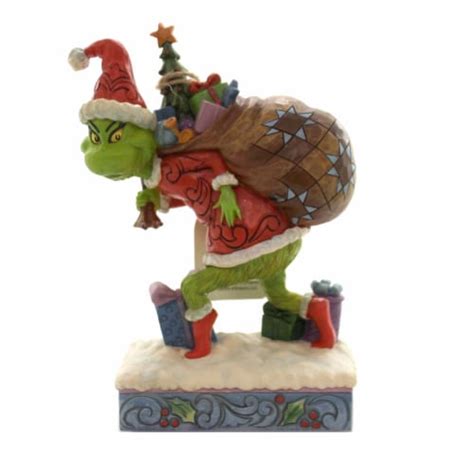 Jim Shore Grinch Tip Toeing W Bag Of Gift Dr Seuss Figurine Christmas