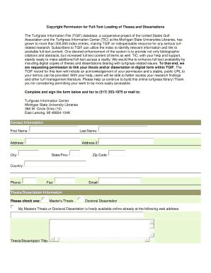 Fillable Online Tic Msu Thesesdissertation Item Specific Permission