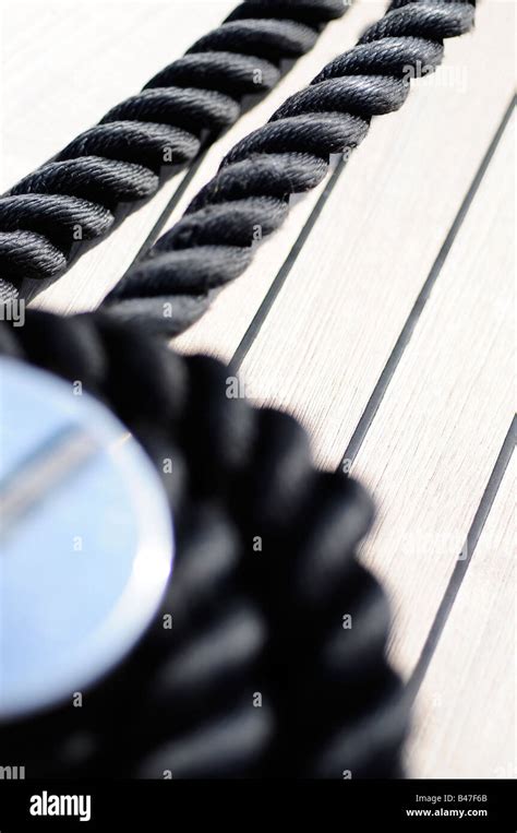 Ropes Tied To The Teak Deck Of A Super Yacht Picture By Patrick Steel