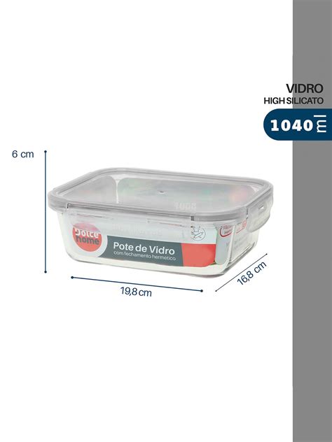 Comprar Pote Herm Tico De Vidro Marmita Micro Ondas Forno Ml