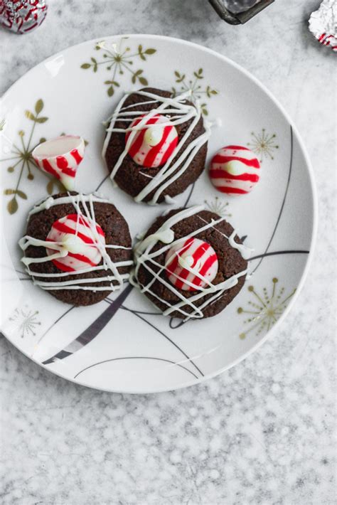 Chocolate Peppermint Kiss Cookies - Run to the Table