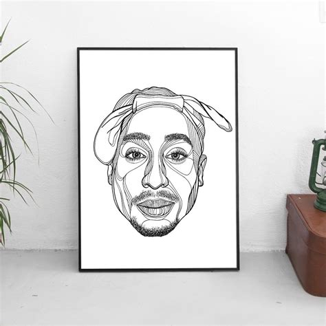 Hand Drawn Tupac Shakur Portrait Available As A T Shirt Or An A3