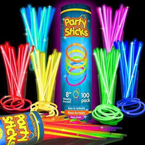 PartySticks Long Lasting Non Toxic Glow Sticks 100 Pack