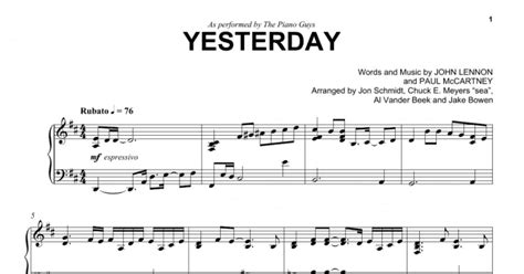 Yesterday (Piano Solo) - Print Sheet Music Now