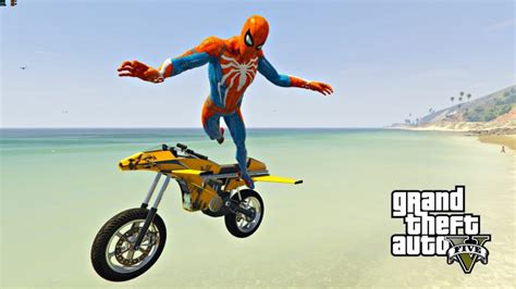 GTA 5 Amazing Spiderman Bike Jumps Stunts Failed Epic Jump