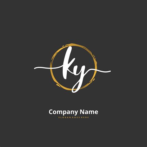 Ky Initial Handwriting And Signature Logo Design With Circle Beautiful