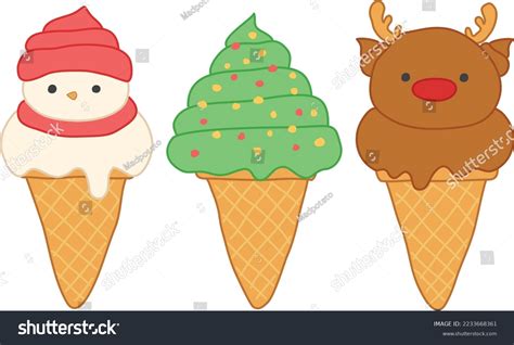 Christmas Ice Cream Cone Vector Vanilla Stock Vector Royalty Free