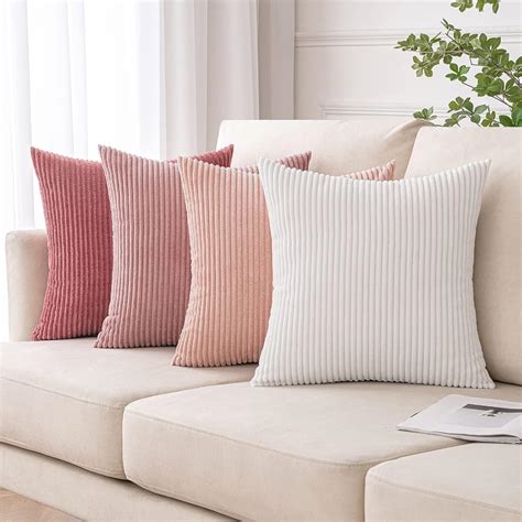 MIULEE Corduroy Pillow Covers Soft Soild Striped Throw Pillow Covers