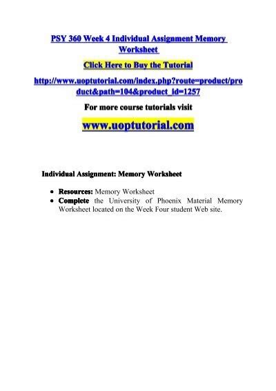 Psy Week Individual Assignment Memory Worksheet Pdf