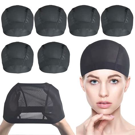 Mesh Dome Cap for Wig Making 6 Pack Stretchable Dome Mesh Lace Front ...