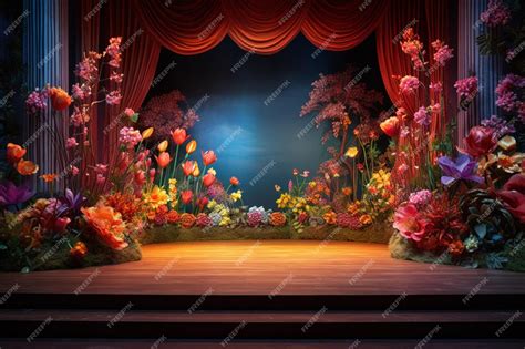 Premium AI Image | The stage of the stage with flowers and a stage