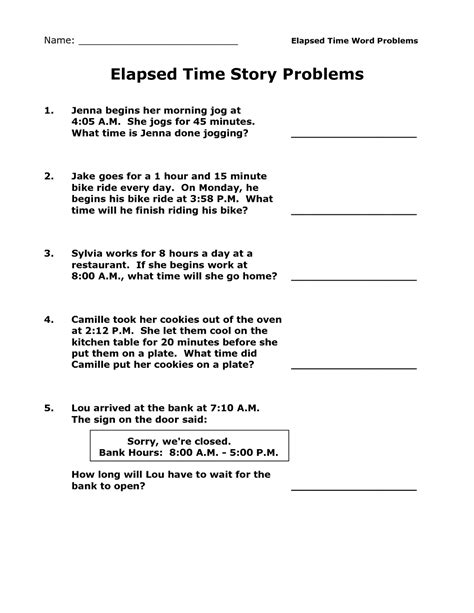 Printable Elapsed Time Worksheets Free Activity Shelter Time Word