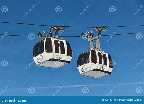 Ski Resort Cable Cabin Ski Lift In Alpe D Huez Editorial Photo Image