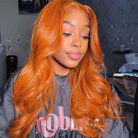 13x6 Hd Lace Front Human Hair Wigs Orange Ginger Colored Human Hair