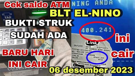 CEK SALDO BLT EL NINO BARU HARI INI SUDAH CAIR 3 BANK INI BUN TGL 06