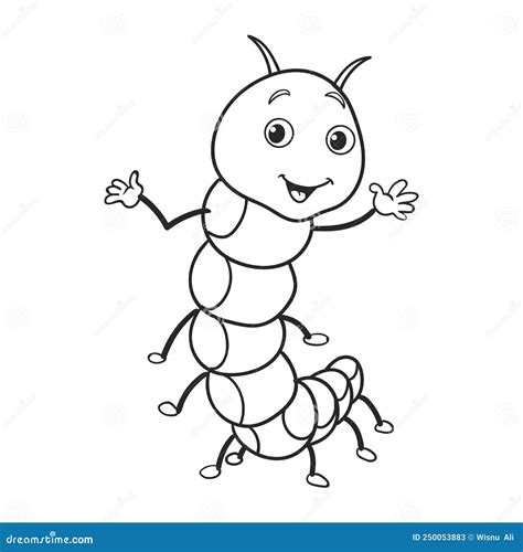 Coloring Pages Or Books For Kids Cute Millipede Cartoon Illustration