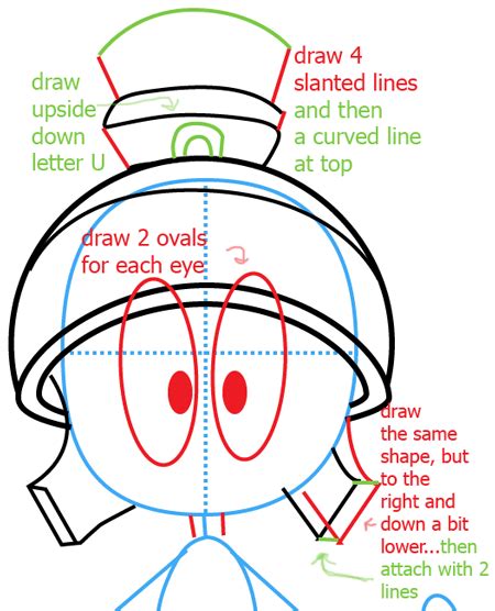 How to Draw Marvin the Martian from Looney Tunes with Easy Steps Instructional Lesson – Page 2 ...