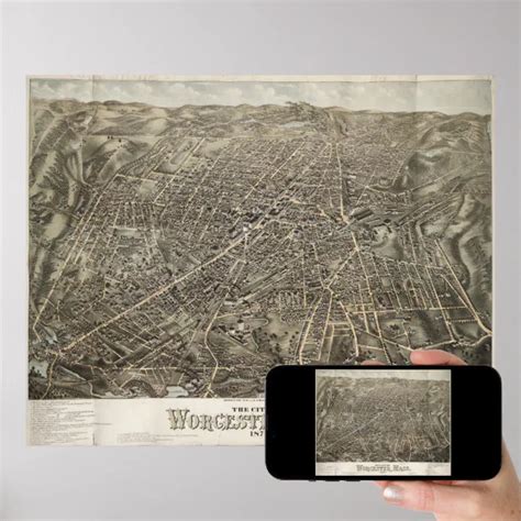 Vintage Pictorial Map Of Worcester Ma Poster Zazzle